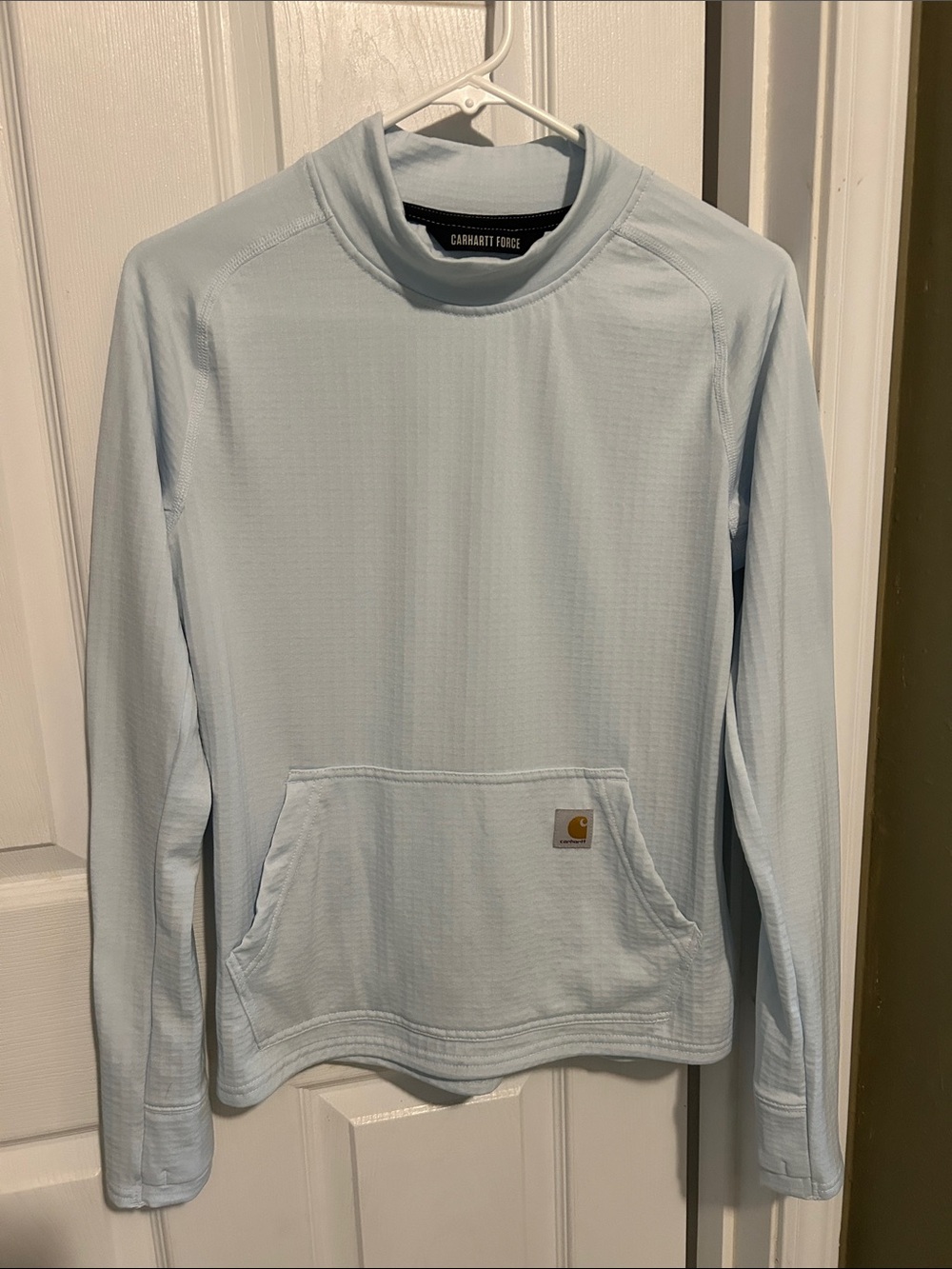 Carhartt Light Blue Crewneck Pullover with Kangaroo Pocket